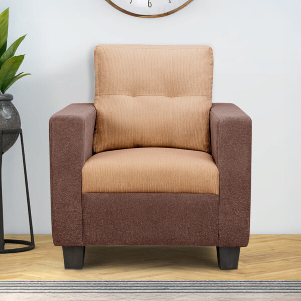 Ease Sand Brown Fabric 1 Seater Sofa