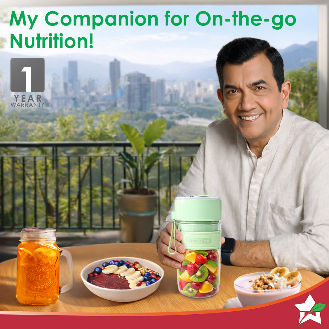 Nutri-cup Zip Portable Blender | 350ml | Blend & Sip with Flip Top Sipper Lid | For Smoothies, Juices, Shakes, Coffee | 2000 mAh Battery | 20 Blending Cycles in One Charge | Type C Charging | Green - Image 2