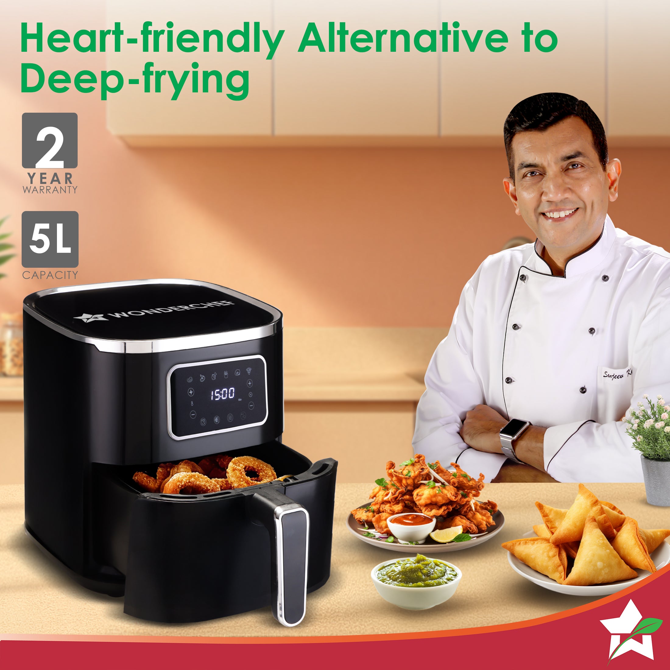 Platinum Digital Air Fryer | 5L | Rapid Air Technology | 7 Pre-Set Menu Options | Temperature and Time Control | Digital Interface | Chrome Finish | 2 Year Warranty - Image 2