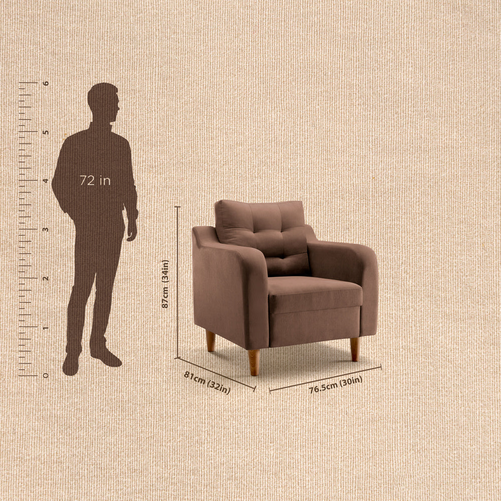 Ease Plus Brown Fabric 1 seater sofa - Image 4