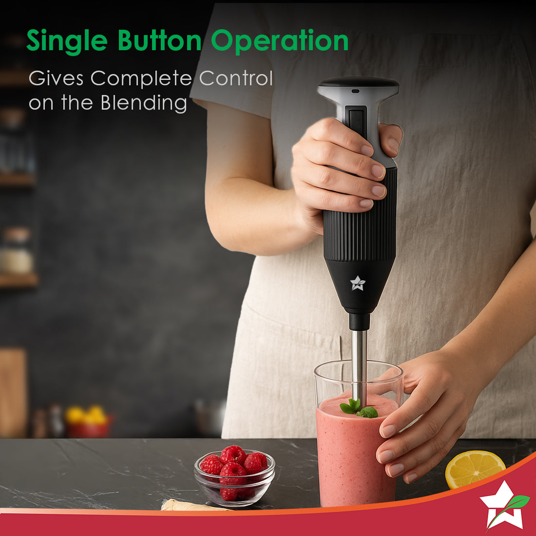 Prima Plus Electric 250W Hand Blender | Portable | Hot & Cold Blending | Food Grade SS Blades | 2 Speed Button | 3 Removable Blades for Blending, Whisking, Chopping | Make Puree, Baby Food, Soup, Smoothie | Wall Mount Holder | 2 Years Warranty | Black - Image 5