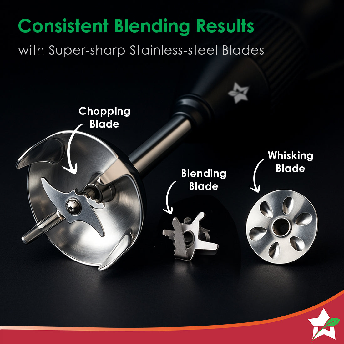 Prima Plus Electric 250W Hand Blender | Portable | Hot & Cold Blending | Food Grade SS Blades | 2 Speed Button | 3 Removable Blades for Blending, Whisking, Chopping | Make Puree, Baby Food, Soup, Smoothie | Wall Mount Holder | 2 Years Warranty | Black - Image 6
