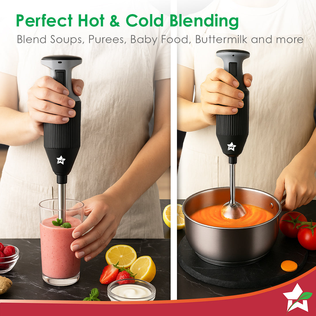 Prima Plus Electric 250W Hand Blender | Portable | Hot & Cold Blending | Food Grade SS Blades | 2 Speed Button | 3 Removable Blades for Blending, Whisking, Chopping | Make Puree, Baby Food, Soup, Smoothie | Wall Mount Holder | 2 Years Warranty | Black - Image 8