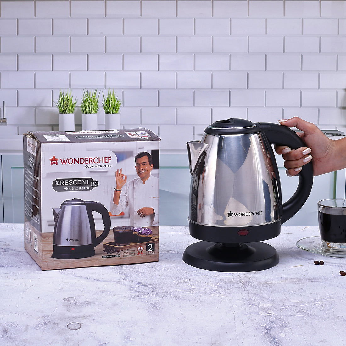 Crescent Electric Kettle | 1.5 Litres | 1350W | Stainless Steel Body | 2 years Warranty - Image 6
