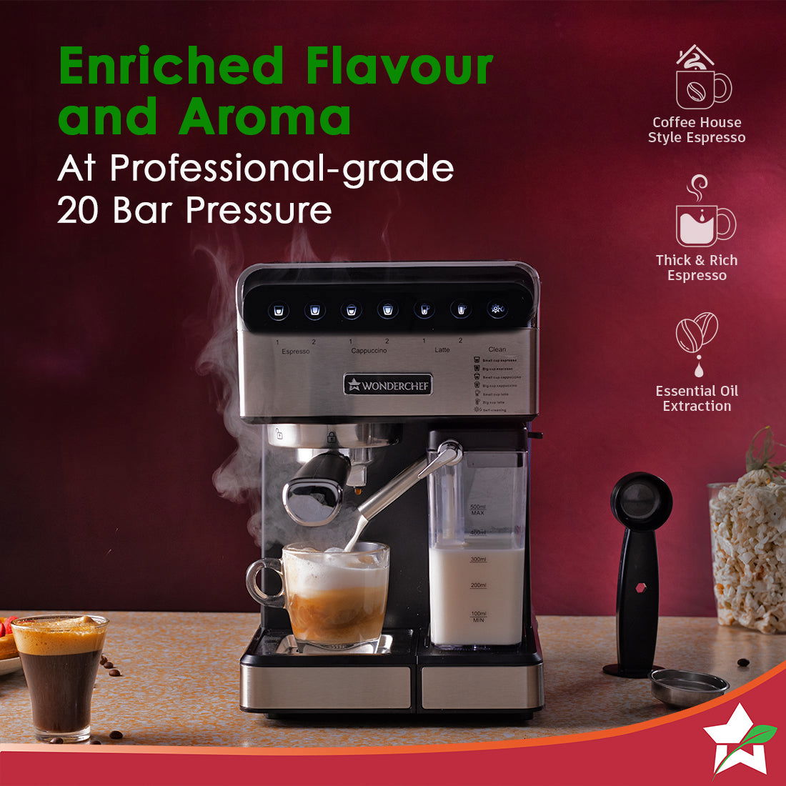 Regenta Automatic Coffee Maker | 20-bar Pressure | Automatic Milk Steamer | 2 Year Warranty - Image 2