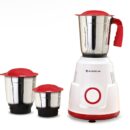 Robo 500 W Mixer Grinder | 3 Stainless Steel Jars for Powerful Blending, Mixing, Grinding | 3-Speed & Pulse Function | Anti-Skid Feet | 5 Years Warranty on Motor | Red & White