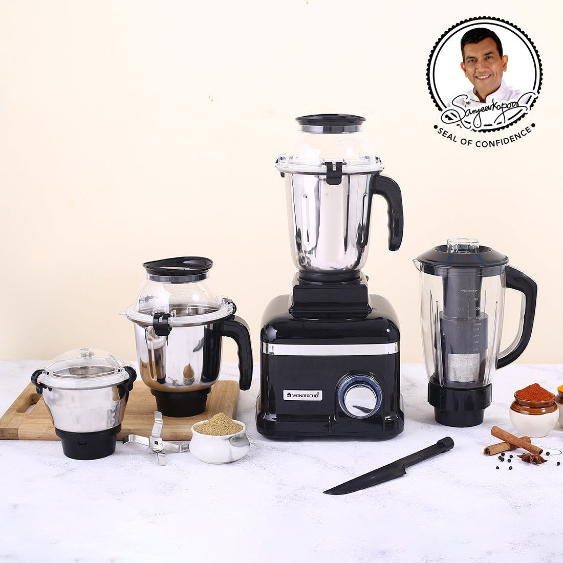 Sumo Black DLX Mixer Grinder with 4 Stainless Steel Jars, 1000 W in Black - Image 2