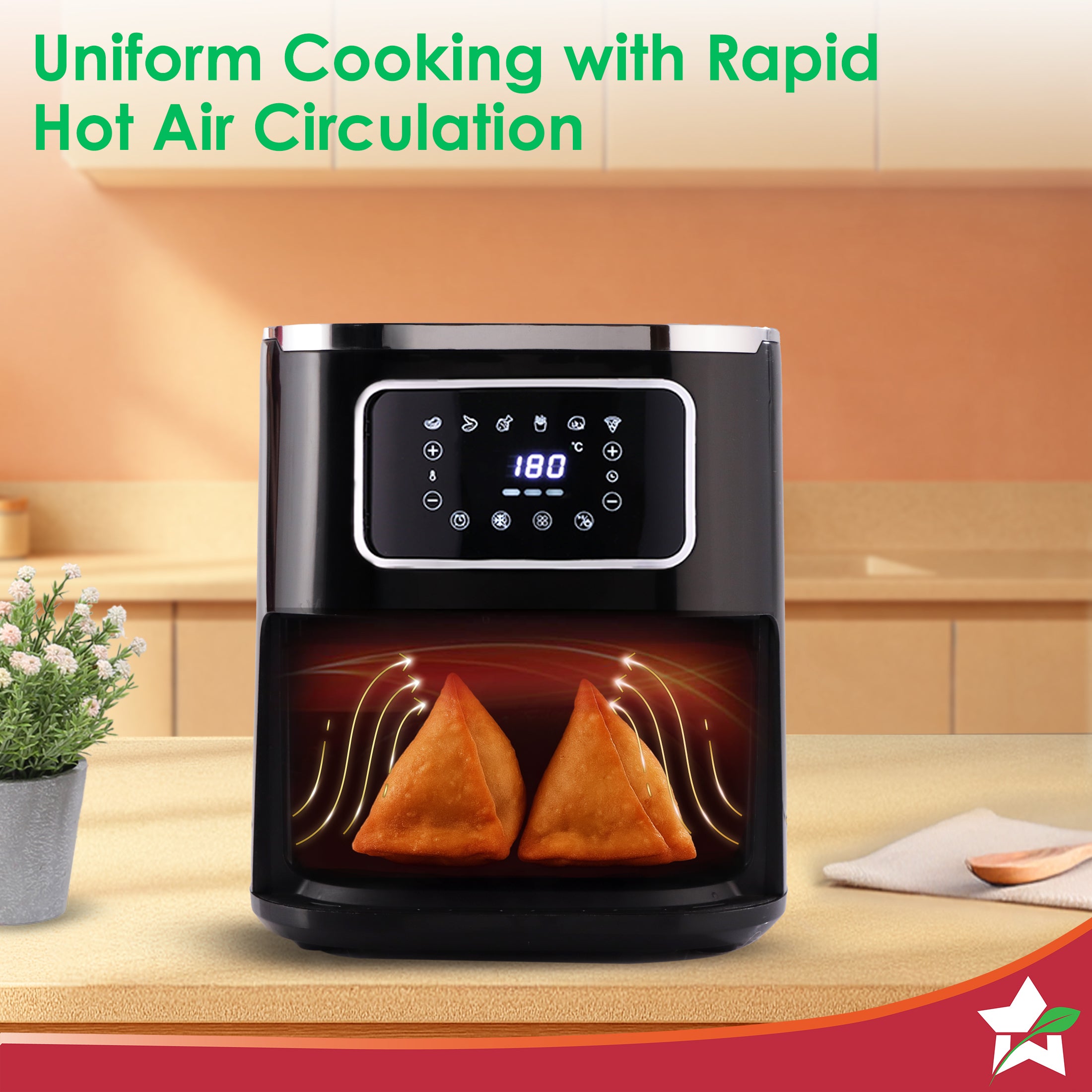 Platinum Digital Air Fryer | 5L | Rapid Air Technology | 7 Pre-Set Menu Options | Temperature and Time Control | Digital Interface | Chrome Finish | 2 Year Warranty - Image 6