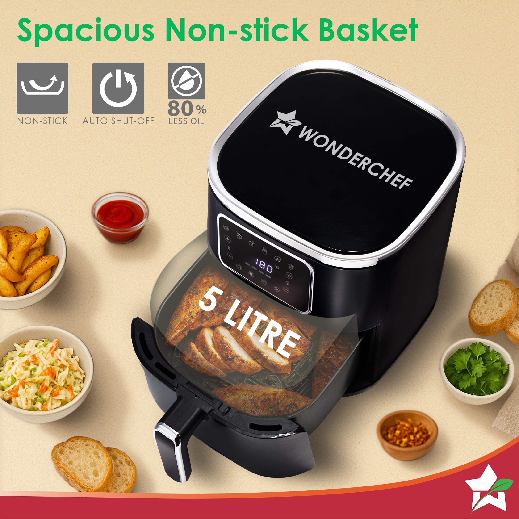 Platinum Digital Air Fryer | 5L | Rapid Air Technology | 7 Pre-Set Menu Options | Temperature and Time Control | Digital Interface | Chrome Finish | 2 Year Warranty - Image 7