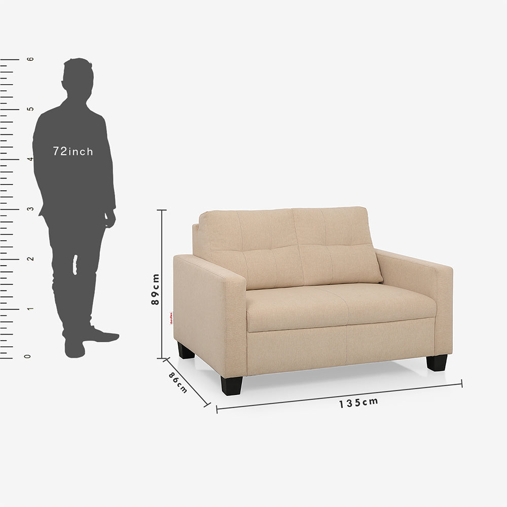 Ease Beige Fabric 2 Seater Sofa - Image 4
