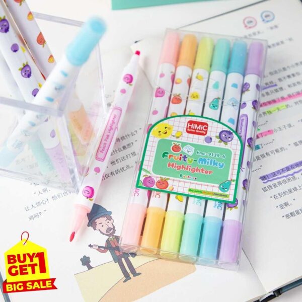 (Buy 1 Get 1 Free) Pastel Highlighters with fragrance I (1 Pack: 6 Highlighters)