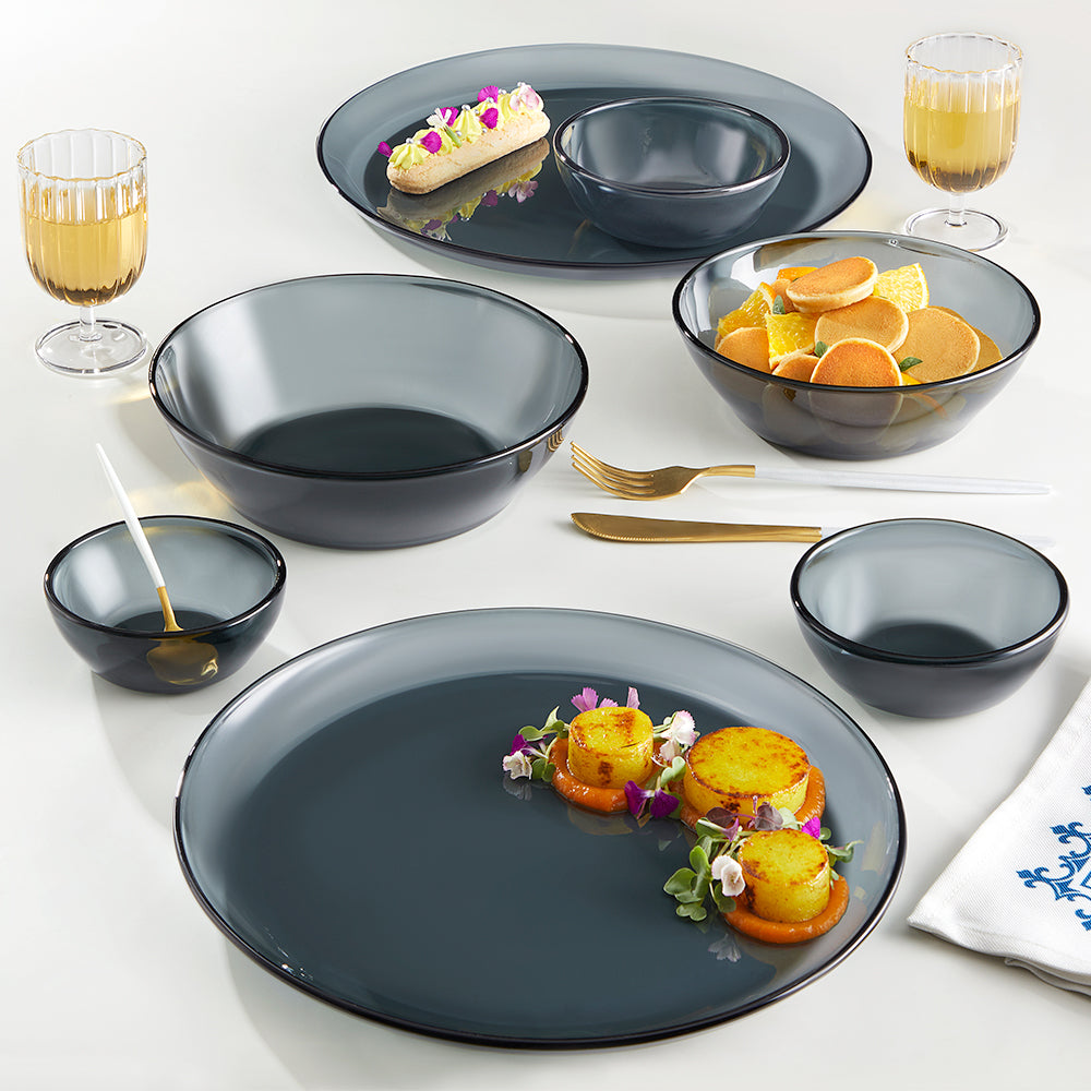 Borosil Aura Glass Dinner Set, Grey, 20 pc - Image 7