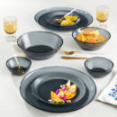 Borosil Aura Glass Dinner Set, Grey, 27 pc