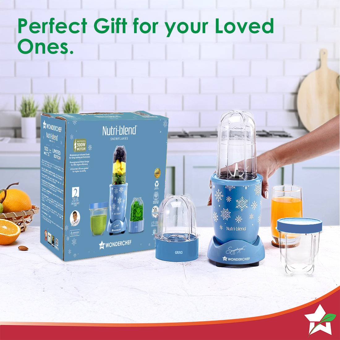 Wonderchef Nutri-blend 500W Mixer Grinder, 22000 RPM Motor, Smoothie Maker, Masala Grinder, Chutney Blender, 3 Unbreakable Jars, Recipe Book by Chef Sanjeev Kapoor, 2 Yr Warranty, Blue - Image 5