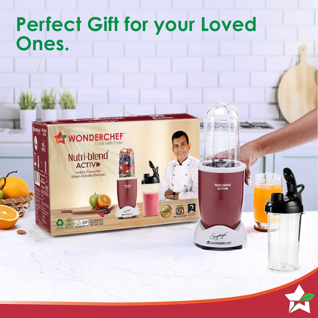 Nutri-blend Activ Mixer Grinder Blender, Smoothie Maker, 500W 22000 RPM 100% Full Copper Motor, 2 Unbreakable BPA Free Jars, SS Blades, 2 Year Warranty, Recipe book by Chef Sanjeev Kapoor, Red - Image 6