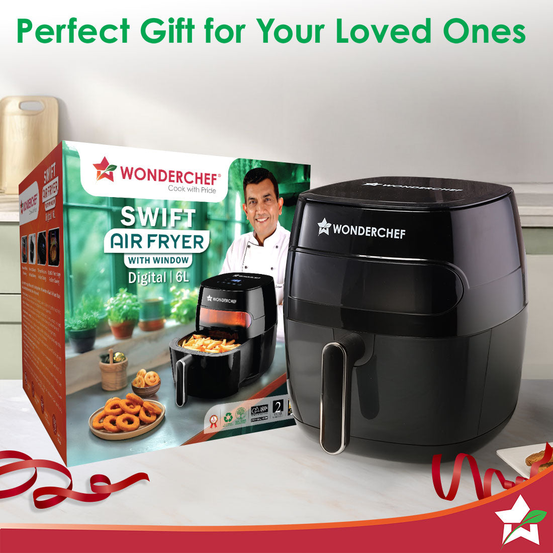 Wonderchef Renewed Swift Digital Air Fryer with Window | 1350W, 6 Litres | Rapid Air Technology | 7 Pre-set Functions | Non-stick Basket | Auto Shut-off | Touch Screen | Fry, Bake, Grill, Roast | 1-Year Warranty | Black - Image 11