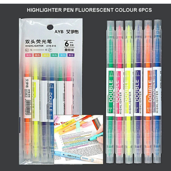 Highlighter Pen Fluorescent Colour 6Pcs Ayb816 | INKARTO