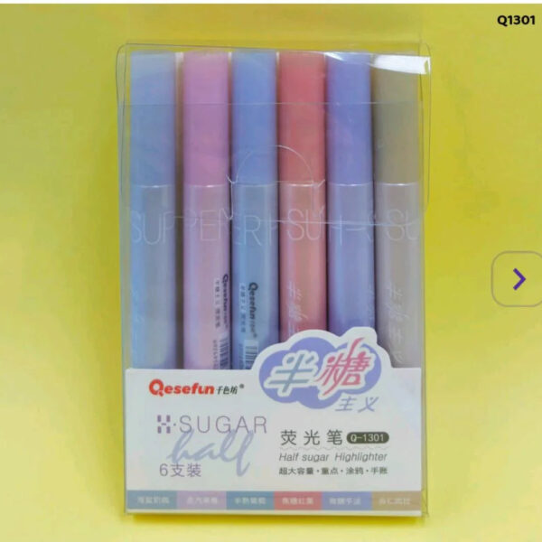 Pastel "Half Sugar" Highlighters - 6 Piece Set (Unique Shape)