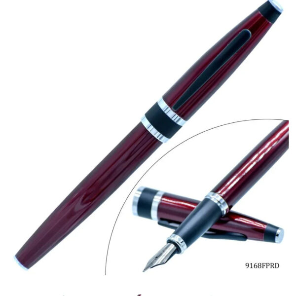 Fountain Pen Red Black Clip 9168FPRD