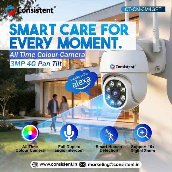 Consistent 3MP 4G Pan Tilt Camera (CT-CM-3M4GPT)