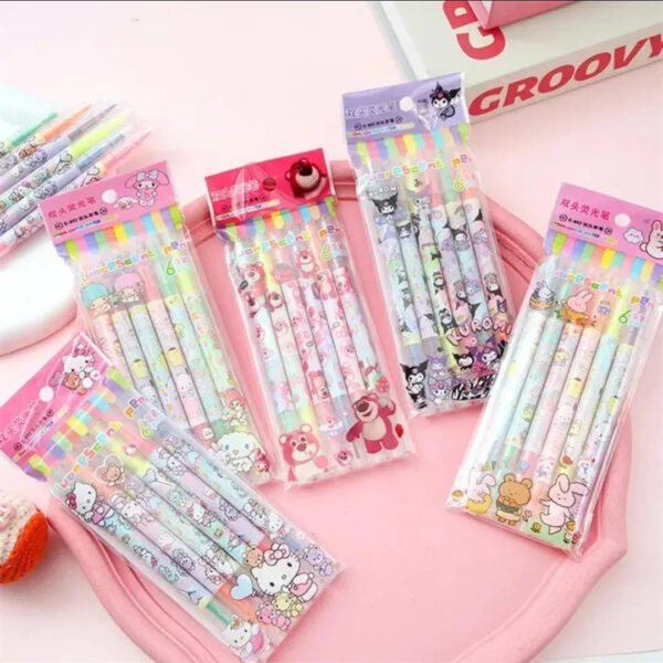 (Buy 1 Get 1 Free ) Space Dual-Tip Highlighter Pen | Pack of 6 pens