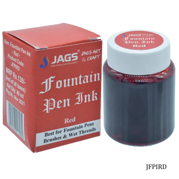Jags Fountain Pen Ink Bottle 40ML Red