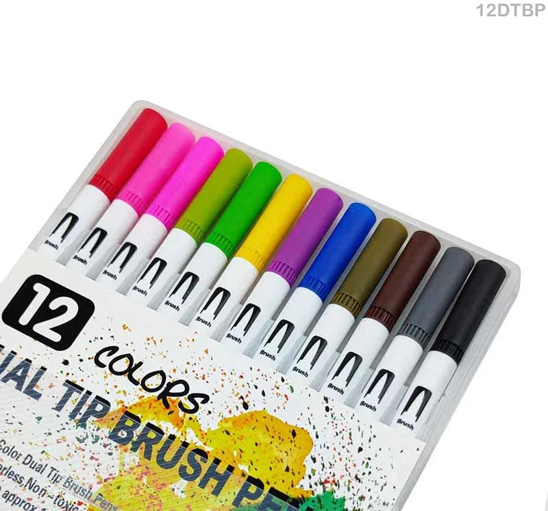 Dual Tip Brush Pen 12 Colour Set (12Dtbp) - Image 3