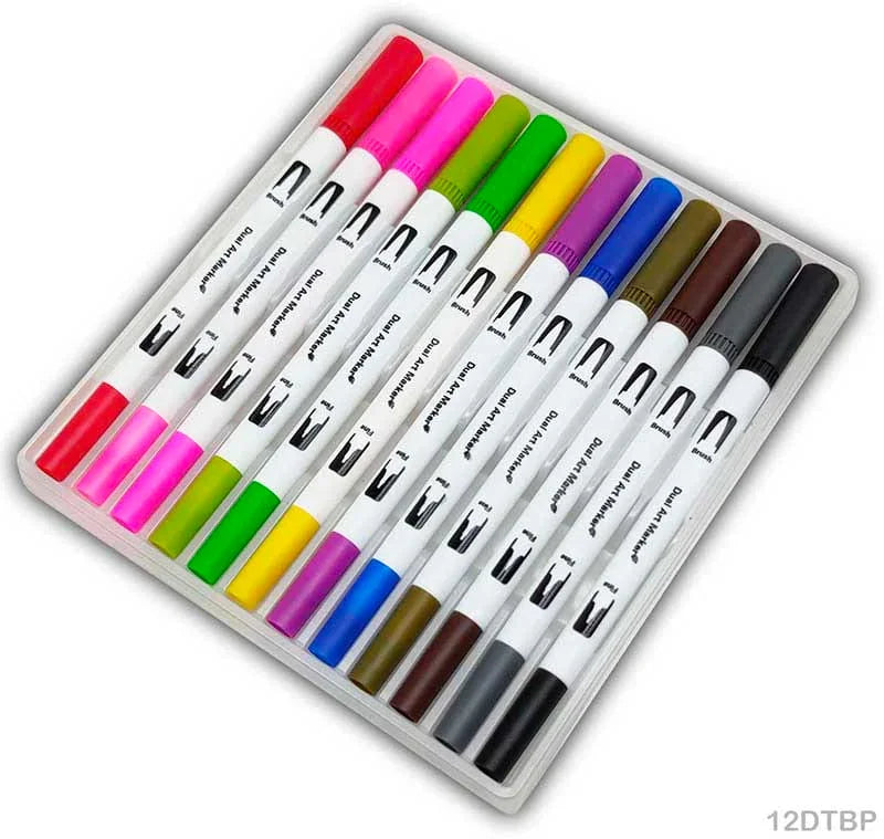 Dual Tip Brush Pen 12 Colour Set (12Dtbp) - Image 4