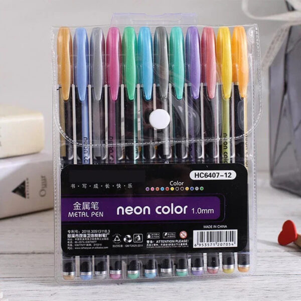 12 Vibrant Metallic Color Pens l Pack of 12 pens