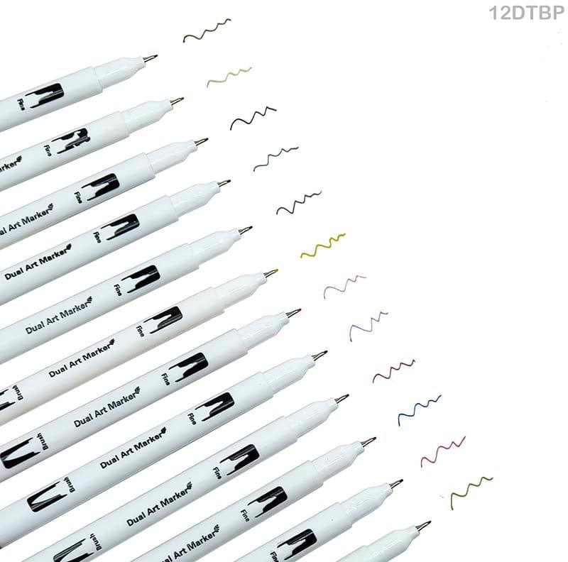 Dual Tip Brush Pen 12 Colour Set (12Dtbp) - Image 2