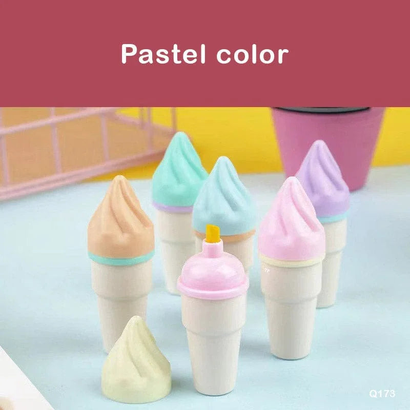 Cute Ice Cream Shaped Pastel Highlighters - 6 Piece Set - Image 2