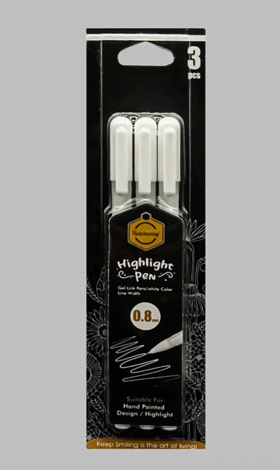 3Pcs Highlights Pen White 0.8Mm (Contain 1 Unit) Code E0430