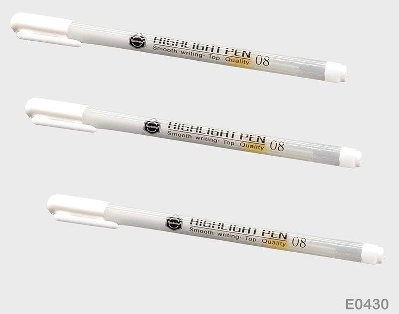 3Pcs Highlights Pen White 0.8Mm (Contain 1 Unit) Code E0430 - Image 3