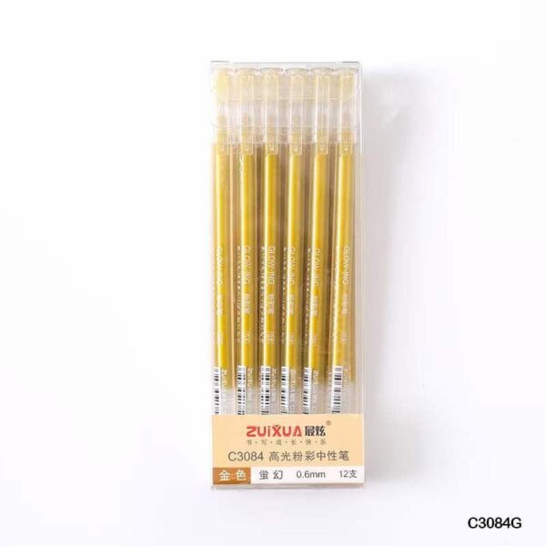 Fine Tip Gold Gel Pens for Writing & Crafting (12 Pack)
