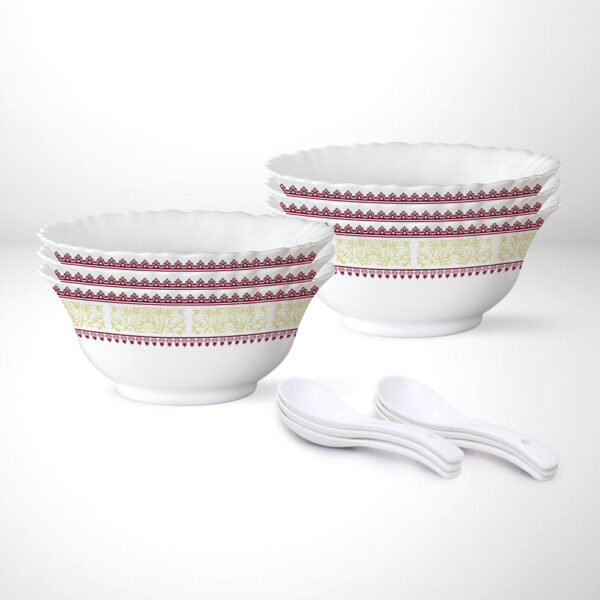 Larah Elega Soup Bowl w Spoon, 12 pc Set