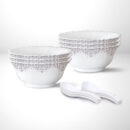 Larah Lark Soup Bowl w Spoon, 12 pc Set
