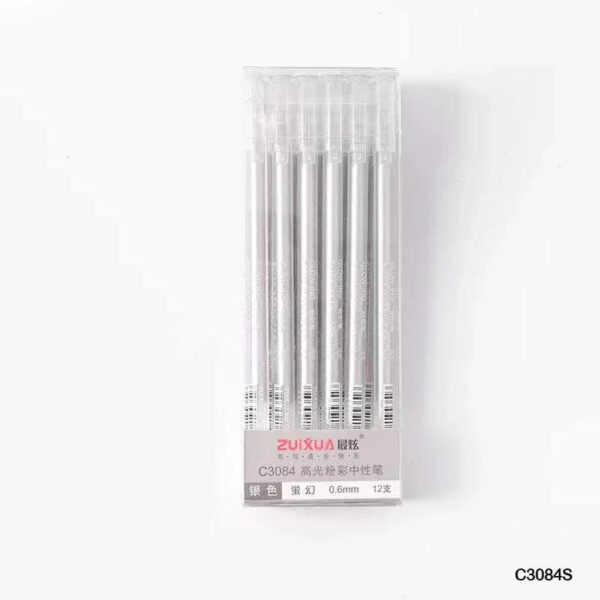 Silver Gel Pens - Fine Point 0.6mm (Pack of 12)