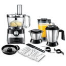 Regal 1000W Food Processor Mixer Grinder Citrus Juicer for Home and Kitchen, 4 Jars, 9-in-1 for Slicing, Shredding, Chopping, Kneading, Blending, Grinding, In-built Storage, 5-Yr Warranty